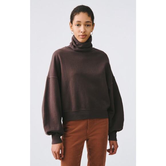 AGOLDE Balloon Sleeve Turtleneck Sweatshirt in Moon Drop Purple Size Medium - Picture 1 of 9